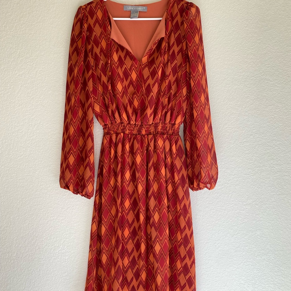 Geometric Patterned Red Dress